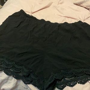 Black lace trim shorts